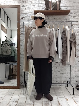 「PUAL CE CIN（ピュアルセシン）のアイテム（帽子）」を使った、komiさん（レディース・161cm）の冬コーディネート