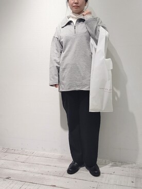 「PUAL CE CIN（ピュアルセシン）の【Du noir】裏毛ハーフジッププルオーバー（Tシャツ/カットソー）」を使った、komiさん（レディース・161cm）の冬コーディネート