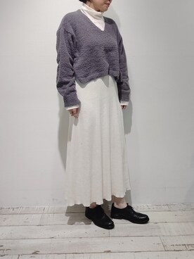 「PUAL CE CIN（ピュアルセシン）の綿針抜きハイネックロングスリーブ（Tシャツ/カットソー）」を使った、komiさん（レディース・161cm）の春コーディネート