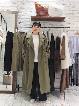 「PUAL CE CIN（ピュアルセシン）のアイテム（トレンチコート）」を使った、komiさん（レディース・161cm）の秋コーディネート
