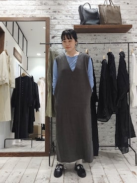 「キーネック」｜「アイテム（ワンピース/ドレス）」を使った、komiさん（レディース・161cm）の春コーディネート