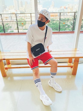 「STAMPD（スタンプド）のアイテム（帽子）」を使った、kenさん（メンズ・163cm）の夏コーディネート