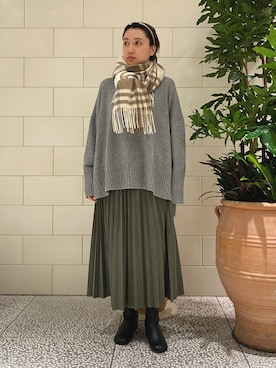 「ゆったりシルエット」｜「アイテム（ブーツ）」を使った、Maedaさん（レディース・156cm）の秋コーディネート