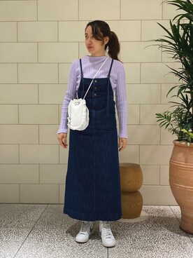「Wrangler」｜「アイテム（オールインワン・サロペット）」を使った、Maedaさん（レディース・156cm）の冬コーディネート
