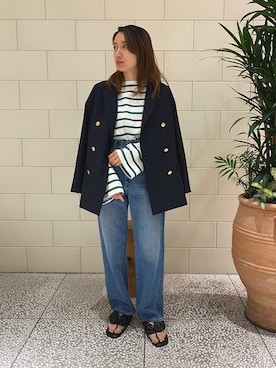「紺ブレ」｜「アイテム（その他アウター）」を使った、Maedaさん（レディース・156cm）の冬コーディネート