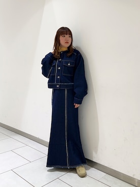 「kbf_ootd」｜「アイテム（デニムジャケット）」を使った、とみーさん（レディース・150cm）の冬コーディネート