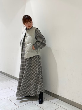 「kbf_ootd」｜「アイテム（ダウンジャケット/コート）」を使った、とみーさん（レディース・151cm）の冬コーディネート