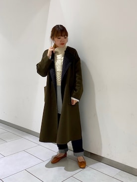 「ニットベスト」｜「アイテム（ノーカラージャケット）」を使った、とみーさん（レディース・151cm）の秋コーディネート