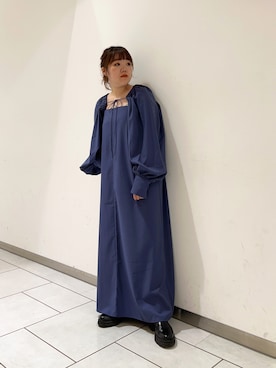 「ブルーワンピース」｜「アイテム（ワンピース/ドレス）」を使った、とみーさん（レディース・150cm）の春コーディネート