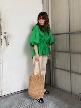 「RODE SKO（ロデスコ）のMARIA タッセルペーパーショルダー（ショルダーバッグ）」を使った、とみーさん（レディース・150cm）の春コーディネート