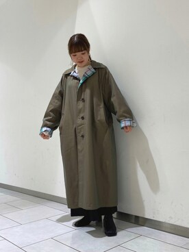 「リバーシブル」｜「アイテム（ステンカラーコート）」を使った、とみーさん（レディース・151cm）の秋コーディネート