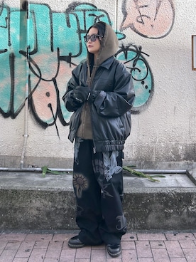 「アイテム（手袋）」を使った、RICOさん（レディース・151cm）の冬コーディネート