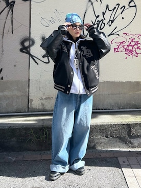 「アイテム（スタジャン）」を使った、RICOさん（レディース・151cm）の秋コーディネート