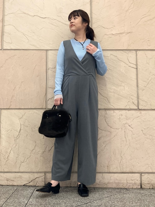 セール】イージーケアVネックオールインワン（サロペット