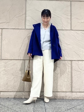 「アイテム（ノーカラーコート）」を使った、umedaさん（レディース・164cm）の秋コーディネート