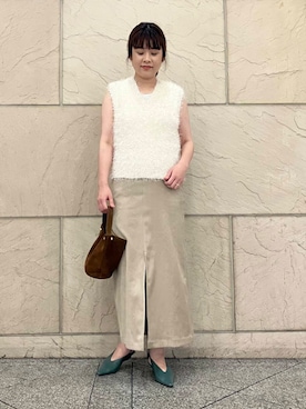「URBAN RESEARCH ROSSO WOMEN（アーバンリサーチ　ロッソ）のピーチタッチストレートスカート（スカート）」を使った、umedaさん（レディース・164cm）の夏コーディネート