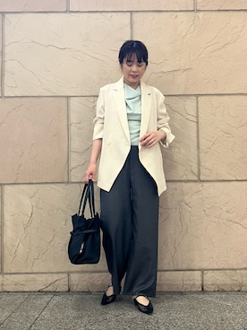「URBAN RESEARCH ROSSO WOMEN(アーバンリサーチ ロッソ)のクールタッチ 防シワドレープブラウス(シャツ/ブラウス、グリーン系)」を使った、umedaさん(レディース・164cm)の夏コーディネート