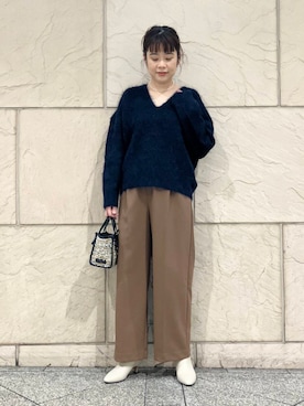 「GIANNI CHIARINI（ジャンニ キアリーニ）のアイテム（ハンドバッグ）」を使った、umedaさん（レディース・164cm）の秋コーディネート