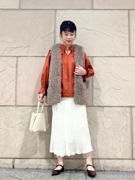 「アイテム（その他アウター、ブラウン系）」を使った、umedaさん（レディース・164cm）の秋コーディネート
