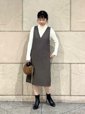 「URBAN RESEARCH ROSSO WOMEN（アーバンリサーチ　ロッソ）のアイテム（ジャンパースカート）」を使った、umedaさん（レディース・164cm）の秋コーディネート