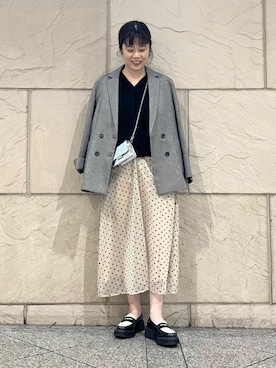 「URBAN RESEARCH ROSSO WOMEN（アーバンリサーチ　ロッソ）のドットフロッキーフレアスカート（スカート）」を使った、umedaさん（レディース・164cm）の冬コーディネート