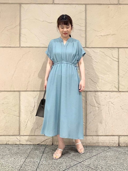 セール】ウォッシャブルセミシアーキーネックワンピース