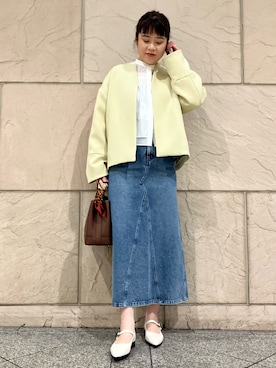 「URBAN RESEARCH ROSSO WOMEN（アーバンリサーチ　ロッソ）のアイテム（ノーカラージャケット）」を使った、umediaさん（レディース・164cm）の冬コーディネート