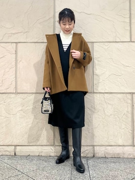 「GIANNI CHIARINI（ジャンニ キアリーニ）のアイテム（ハンドバッグ）」を使った、umedaさん（レディース・164cm）の冬コーディネート