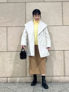 「GIANNI CHIARINI（ジャンニ キアリーニ）のアイテム（ハンドバッグ）」を使った、umedaさん（レディース・164cm）の冬コーディネート