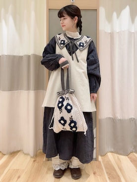 「アイテム（付け襟）」を使った、kyokaさん（レディース・153cm）の春コーディネート