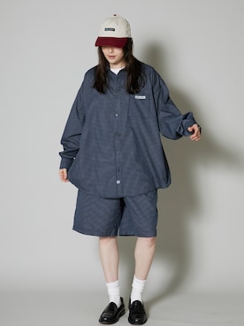 「OK YESTERDAY（オッケーイエスタデイ）のOK YESTERDAY / オーケー イエスタデイ ワイドイージーショーツ / WIDE EASY SHORTS 2026年 夏 夏服（その他パンツ、ブルー系）」を使った、NA♡さん（レディース・165cm）の夏コーディネート
