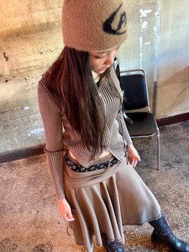 「ipugo（イプゴ）のipugo/イプゴ ニットフードパーカー 冬服（ニット/セーター、ブラウン系）」を使った、NA♡さん（レディース・165cm）の秋コーディネート