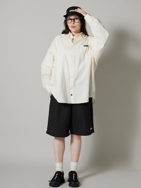 「OK YESTERDAY（オッケーイエスタデイ）のOK YESTERDAY / オーケー イエスタデイ ワイドイージーショーツ / WIDE EASY SHORTS 2026年 夏 夏服（その他パンツ、ブラック系）」を使った、NA♡さん（レディース・165cm）の夏コーディネート