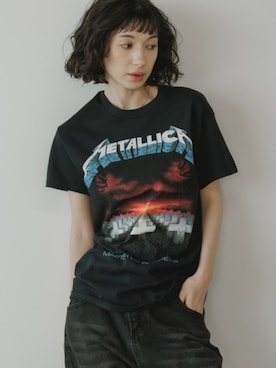 「ROOPTOKYO（ループトウキョウ）のアイテム（Tシャツ/カットソー、ブラック系）」を使った、NA♡さん（レディース・165cm）の夏コーディネート