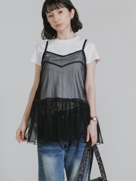 「Chick（チック）のLayered Sheer Mini Dress / レイヤードシアーミニワンピース 2026年春夏（ワンピース、ブラック系）」を使った、NA♡さん（レディース・165cm）の春コーディネート