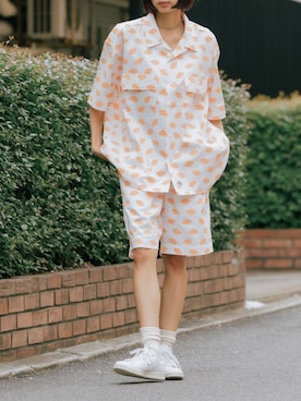 「Dickies（ディッキーズ）のDickies/ディッキーズ DK OpenCollar Shirt MN シャツ メンズ 夏物 夏服（シャツ/ブラウス、オレンジ系）」を使った、NA♡さん（レディース・165cm）の夏コーディネート