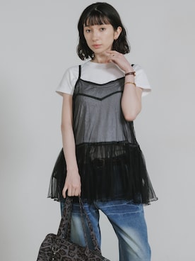 「Chick（チック）のLayered Sheer Mini Dress / レイヤードシアーミニワンピース 2026年春夏（ワンピース、ブラック系）」を使った、NA♡さん（レディース・165cm）の夏コーディネート