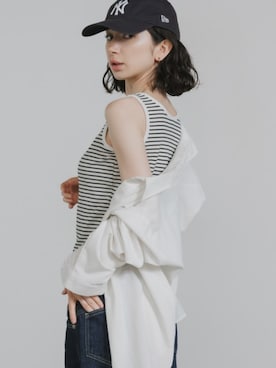 「U.S. POLO ASSN.（ユーエスポロアッスン）のU.S. POLO ASSN./ユーエスポロアッスン リブタンク 2026年春夏（タンクトップ、ホワイト系）」を使った、NA♡さん（レディース・165cm）の春コーディネート
