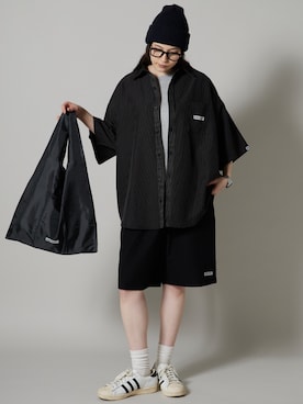 「OK YESTERDAY（オッケーイエスタデイ）のOK YESTERDAY / オーケー イエスタデイ ワイドイージーショーツ / WIDE EASY SHORTS 2026年 夏 夏服（その他パンツ、ブラック系）」を使った、NA♡さん（レディース・165cm）の夏コーディネート