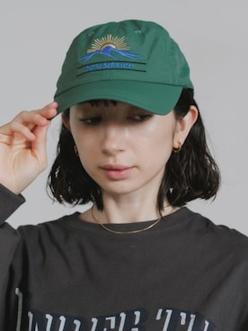 「Chick（チック）のEmbroidered Logo, 6-Panel Low-Profile Cap / MEXICO ロゴ刺繍 6パネル ローキャップ 2026年春夏（キャップ、グリーン系）」を使った、NA♡さん（レディース・165cm）の夏コーディネート