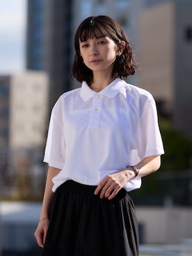 「United Athle（ユナイテッドアスレ）の【UNITED ATHLE】大人気アイテム！吸水速乾！UVカット！4.1ozドライアスレチック 半袖 ポロシャツ / ユニセックス 2026年春夏（ポロシャツ、ホワイト系）」を使った、NA♡さん（レディース・165cm）の春コーディネート