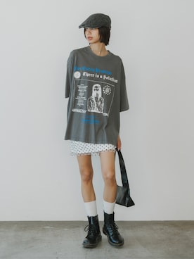 「BLANK　（ブランク）のDot Mini Skirt / ドット柄 ミニスカート 夏物 夏服（スカート、ホワイト系）」を使った、NA♡さん（レディース・165cm）の夏コーディネート