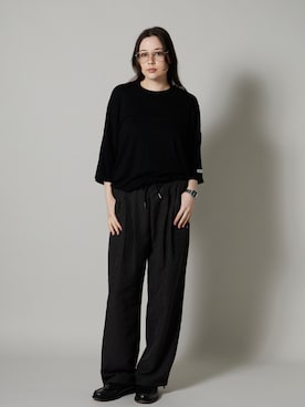 「OK YESTERDAY（オッケーイエスタデイ）のOK YESTERDAY / オーケー イエスタデイ ドレープ Tシャツ / DRAPE T-SHIRT 2026年 夏 夏服（Tシャツ/カットソー、ブラック系）」を使った、NA♡さん（レディース・165cm）の夏コーディネート