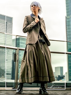 「カーキアウター」｜「アイテム（その他）」を使った、hakuhatsukunさん（メンズ・171cm）の冬コーディネート