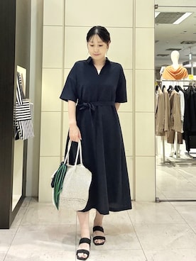 「UNTITLED（アンタイトル）の【追加】メタリックメッシュトート（トートバッグ、ゴールド系）」を使った、moricoさん（レディース・154cm）の夏コーディネート