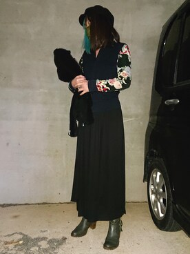 「H&M（エイチ・アンド・エム）のアイテム（ライダースジャケット）」を使った、もるごーんさん（レディース・158cm）の冬コーディネート