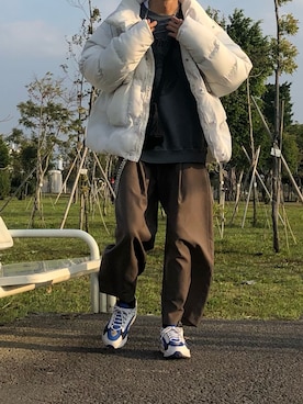 「HOLY IN CODE（ホーリーインコード）のアイテム（ジャケット/アウター）」を使った、YangXunさん（メンズ・181cm）の冬コーディネート
