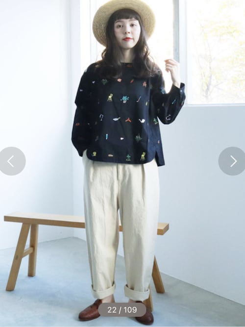 アトリエドゥサボン 家の中 刺繍シャツ 美品＊l'atelier du savon 家の