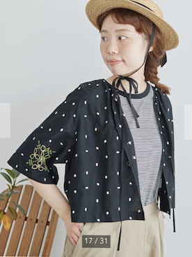 「chambre de charme（シャンブルドゥシャーム）のアイテム（トップス）」を使った、ねねこさん（レディース・165cm）の夏コーディネート