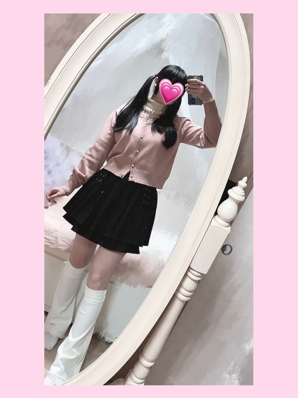 「春先取り、ピンク、かわいい」｜「Amavelのアイテム（カーディガン/ボレロ、ピンク系）」を使った、なにもないよるさん（レディース・160cm）の冬コーディネートの1枚目の写真